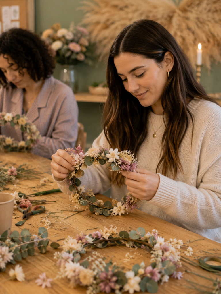 Clientas en un taller floral de Rocío Cuevas